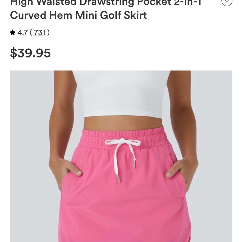 Halara Pink Skirt with shorts underneath